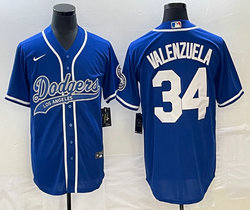Nike Los Angeles Dodgers #34 Fernando Valenzuela Blue Joint Stitched MLB Jersey