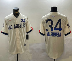 Nike Los Angeles Dodgers #34 Fernando Valenzuela City 34 Front The number is above the name Jersey