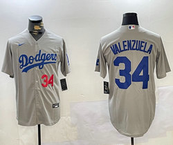 Nike Los Angeles Dodgers #34 Fernando Valenzuela Gray Baseball Jersey
