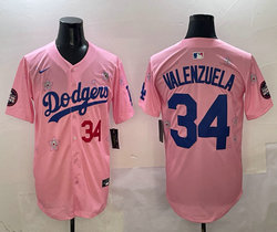Nike Los Angeles Dodgers #34 Fernando Valenzuela Pink 2025 Tokyo Series Stitched MLB Jersey