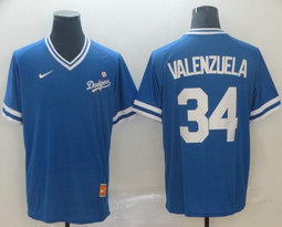 Nike Los Angeles Dodgers #34 Fernando Valenzuela Pullover Throwback Authentic stitched MLB jersey