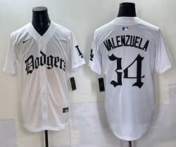 Nike Los Angeles Dodgers #34 Fernando Valenzuela White 7(VII) Joint MLB Jersey