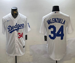 Nike Los Angeles Dodgers #34 Fernando Valenzuela White Baseball Jersey