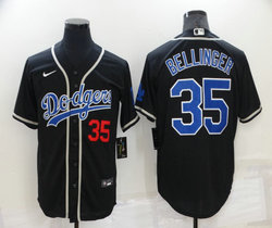 Nike Los Angeles Dodgers #35 Cody Bellinger Black Throwback Authentic Stitched MLB jersey