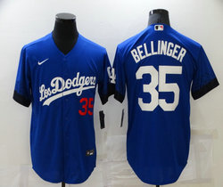 Nike Los Angeles Dodgers #35 Cody Bellinger Blue 2021 City number in front Game Authentic Stitched MLB Jersey