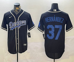 Nike Los Angeles Dodgers #37 Enrique Hernandez Black Fashion Authentic Stitched MLB Jersey