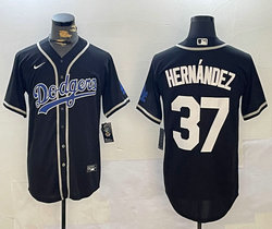 Nike Los Angeles Dodgers #37 Enrique Hernandez Black Fashion White number Authentic Stitched MLB Jersey