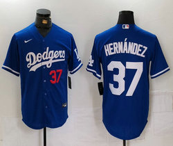 Nike Los Angeles Dodgers #37 Enrique Hernandez Blue 37 front Game MLB Jersey