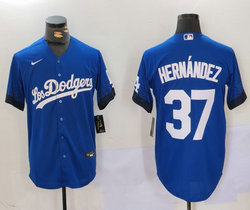 Nike Los Angeles Dodgers #37 Enrique Hernandez Blue City Game MLB Jersey