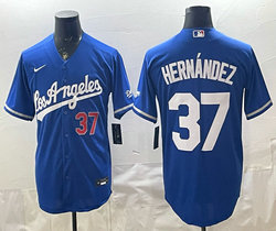 Nike Los Angeles Dodgers #37 Enrique Hernandez Blue Los Angeles Front MLB Jersey