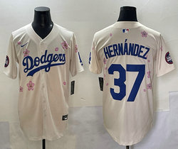 Nike Los Angeles Dodgers #37 Enrique Hernandez Cream 2025 Tokyo Series Stitched MLB Jersey