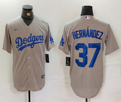 Nike Los Angeles Dodgers #37 Enrique Hernandez Gray Game MLB Jersey