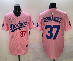 Nike Los Angeles Dodgers #37 Enrique Hernandez Pink 2025 Tokyo Series Stitched MLB Jersey