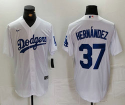 Nike Los Angeles Dodgers #37 Enrique Hernandez White Game MLB Jersey