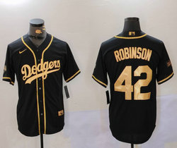 Nike Los Angeles Dodgers #42 Jackie Robinson Black Gold 2(II) Stitched MLB Jersey