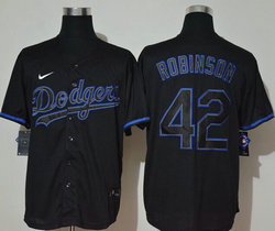 Nike Los Angeles Dodgers #42 Jackie Robinson Black Shadow Authentic Stitched MLB Jersey