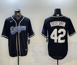 Nike Los Angeles Dodgers #42 Jackie Robinson Black Whtie Number Fashion Authentic Stitched MLB Jersey
