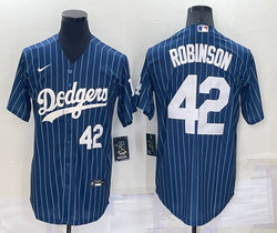 Nike Los Angeles Dodgers #42 Jackie Robinson Blue 42 in front White stripe Throwback Authentic Stitched MLB jersey