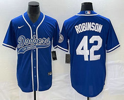 Nike Los Angeles Dodgers #42 Jackie Robinson Blue Game Joint Authentic Stitched MLB Jersey