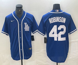 Nike Los Angeles Dodgers #42 Jackie Robinson Blue logo Joint Stitched MLB Jersey