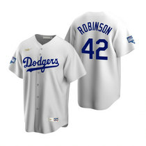 Nike Los Angeles Dodgers #42 Jackie Robinson White 2020 World Series Champions Cooperstown Collection Jersey