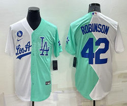 Nike Los Angeles Dodgers #42 Jackie Robinson White and Green Game Stitched MLB Jersey