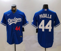 Nike Los Angeles Dodgers #44 Vicente Padilla Blue #44 on front Game Authentic Stitched MLB Jersey