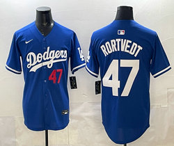 Nike Los Angeles Dodgers #47 Ben Rortvedt Blue 47 Front MLB Jersey