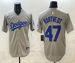Nike Los Angeles Dodgers #47 Ben Rortvedt Gray MLB Jersey