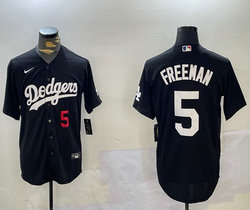 Nike Los Angeles Dodgers #5 Freddie Freeman Black Authentic Stitched MLB Jersey