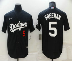 Nike Los Angeles Dodgers #5 Freddie Freeman Black Inverted Legend number in front Authentic Stitched MLB Jersey