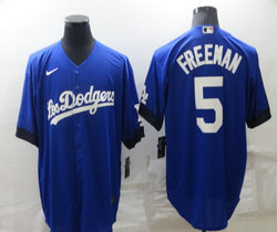 Nike Los Angeles Dodgers #5 Freddie Freeman Blue City Game Authentic Stitched MLB Jersey