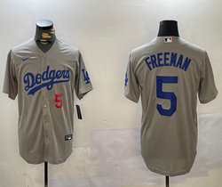 Nike Los Angeles Dodgers #5 Freddie Freeman Gray Baseball Jersey