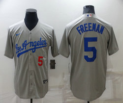 Nike Los Angeles Dodgers #5 Freddie Freeman Gray Game Authentic Stitched MLB Jersey
