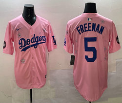 Nike Los Angeles Dodgers #5 Freddie Freeman Pink 2025 Tokyo Series Stitched MLB Jersey