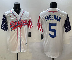 Nike Los Angeles Dodgers #5 Freddie Freeman White 1(I) flag Joint MLB Jersey