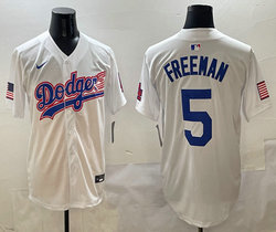 Nike Los Angeles Dodgers #5 Freddie Freeman White 2(II) Joint Authentic Stitched MLB Jersey