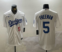 Nike Los Angeles Dodgers #5 Freddie Freeman White Fashion Game Authentic Stitched MLB Jersey