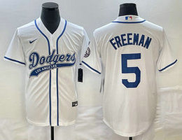 Nike Los Angeles Dodgers #5 Freddie Freeman White Joint Name Game Authentic Stitched MLB Jersey