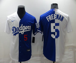 Nike Los Angeles Dodgers #5 Freddie Freeman White and blue #5 in front Game Authentic Stitched MLB Jersey