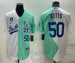 Nike Los Angeles Dodgers #50 Mookie Betts 2022 Celebrity Blue #50 number in front Game Stitched MLB Jersey