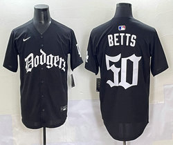Nike Los Angeles Dodgers #50 Mookie Betts Black 7(VII) Joint MLB Jersey