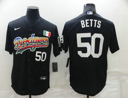 Nike Los Angeles Dodgers #50 Mookie Betts Black Rainbow Game Authentic Stitched MLB Jersey
