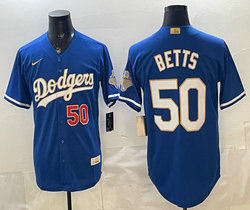 Nike Los Angeles Dodgers #50 Mookie Betts Blue 2026 Gold Stadium Baseball Jersey