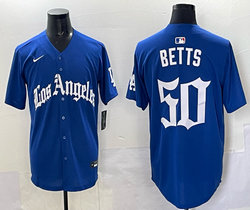 Nike Los Angeles Dodgers #50 Mookie Betts Blue 5(V) Joint MLB Jersey