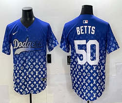 Nike Los Angeles Dodgers #50 Mookie Betts Blue Fashion Stitched Baseball Jersey