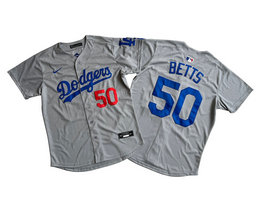 Nike Los Angeles Dodgers #50 Mookie Betts Gray Limited MLB Jersey
