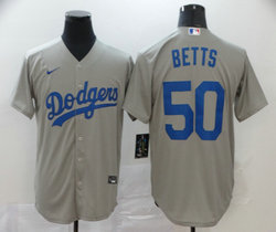 Nike Los Angeles Dodgers #50 Mookie Betts Grey Game Authentic Stitched MLB Jersey