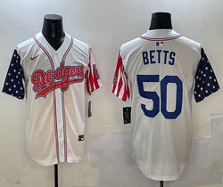 Nike Los Angeles Dodgers #50 Mookie Betts White 1(I) flag Joint MLB Jersey
