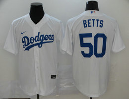 Nike Los Angeles Dodgers #50 Mookie Betts White Game Authentic Stitched MLB Jersey